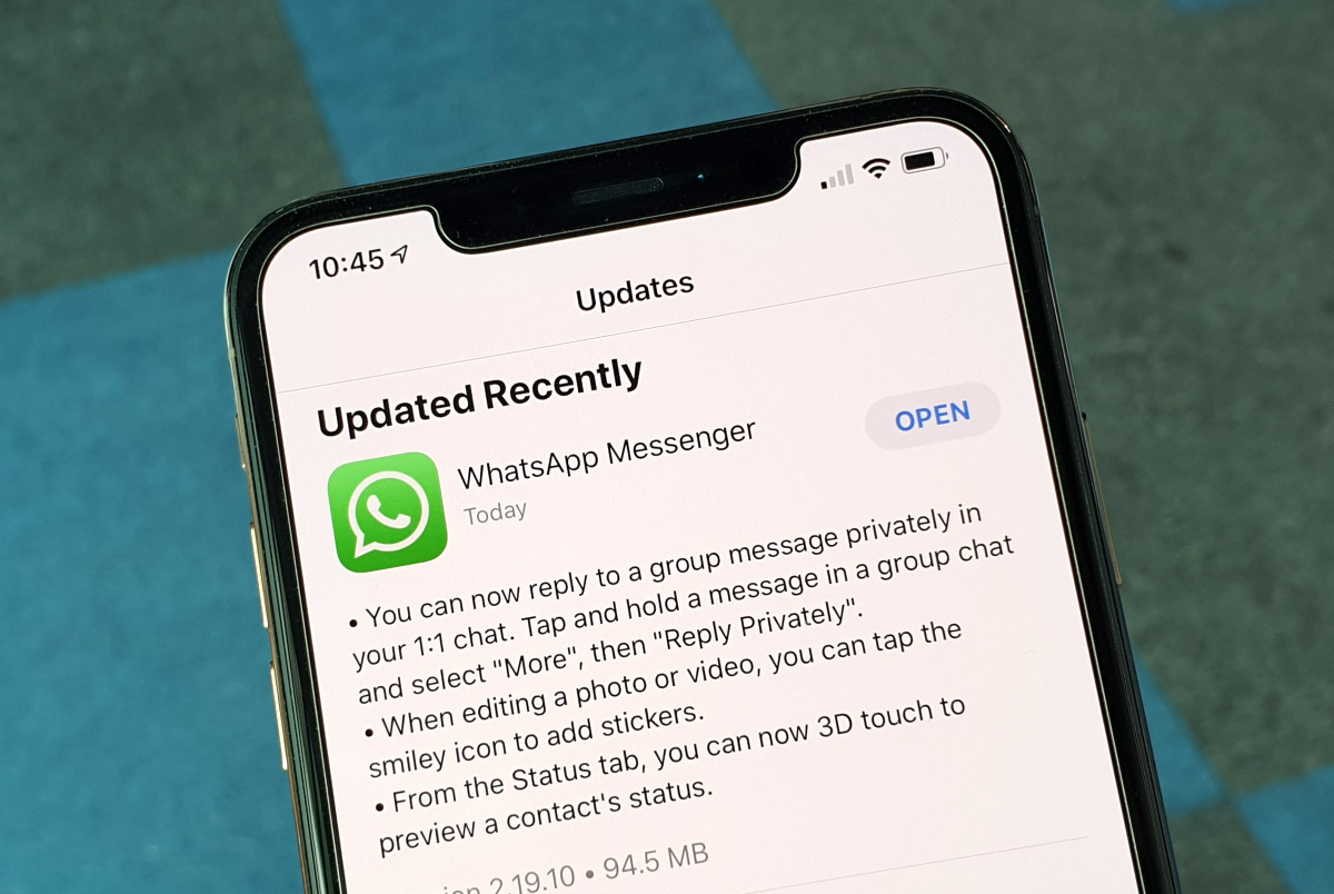 whatsapp update chat bubble