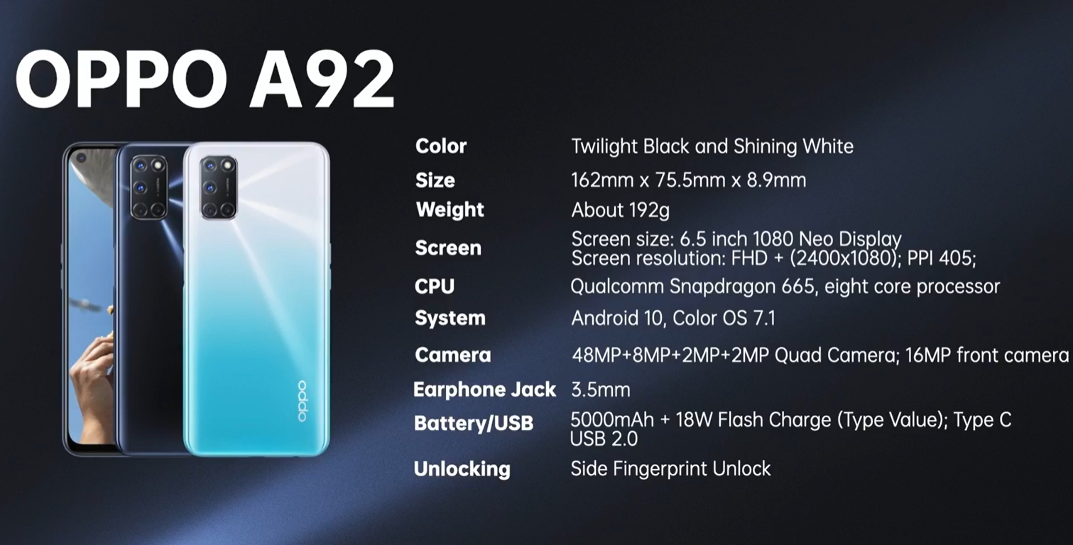 Spek oppo a92 ram 8/128