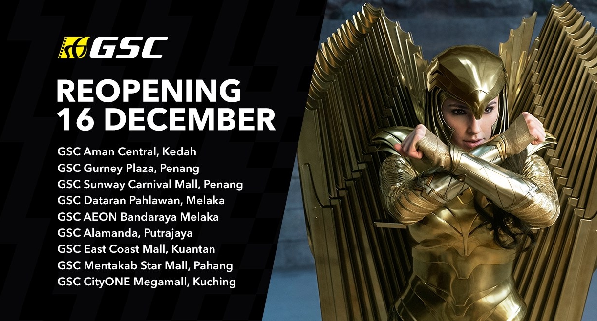 Gsc Is Reopening On 16 December Just In Time For Wonder Woman 1984