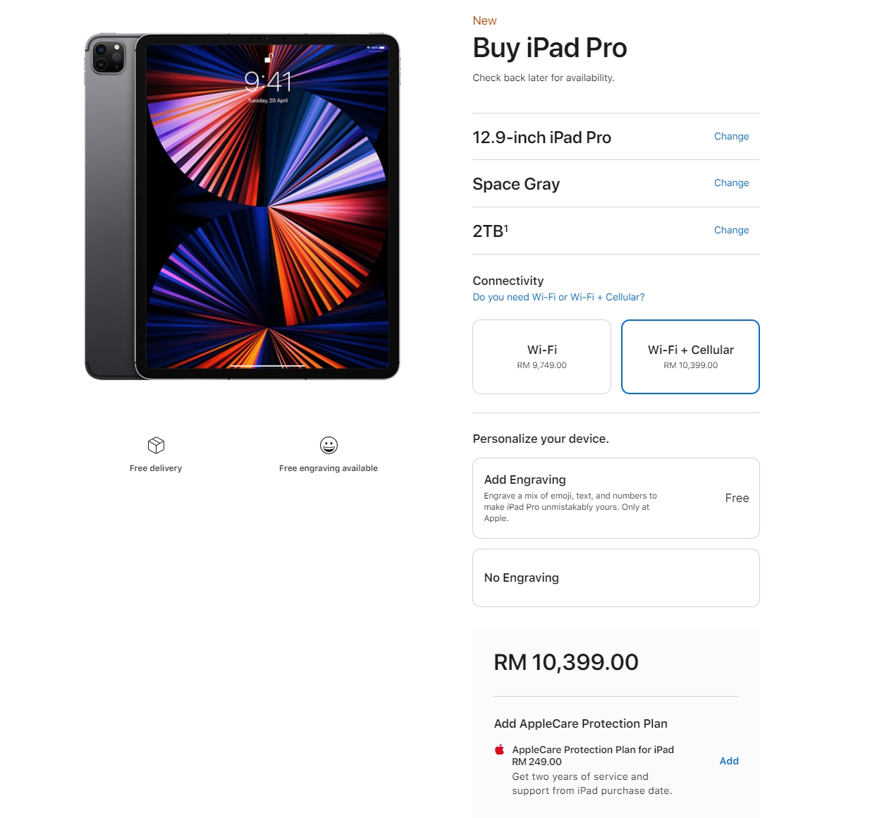 iPad Pro 2021 Official Malaysian pricing revealed, topspec 5G model