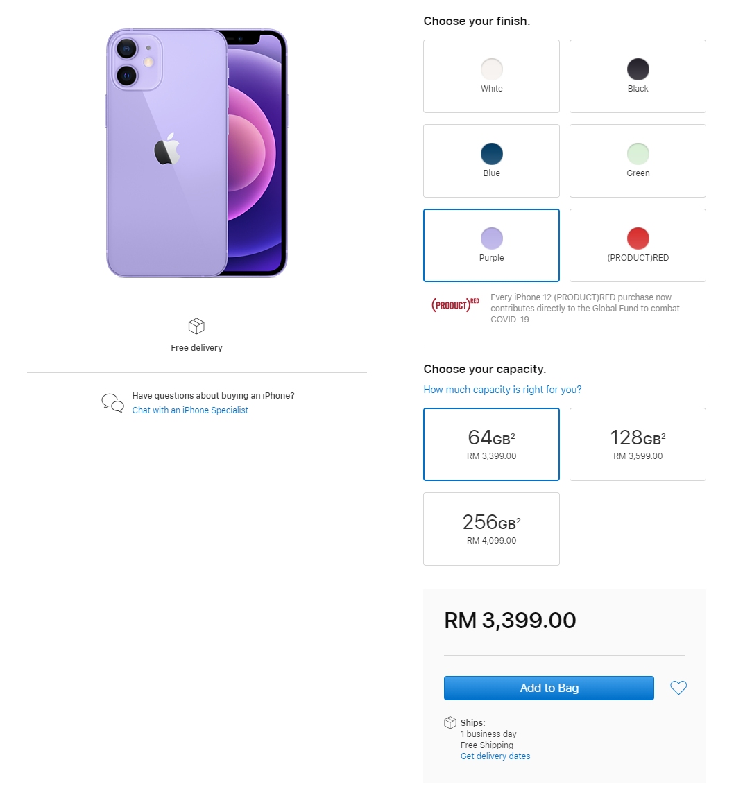 purple iphone 12 price