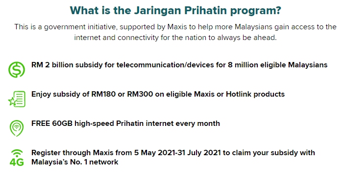 Maxis telefon prihatin jaringan Jaringan Prihatin