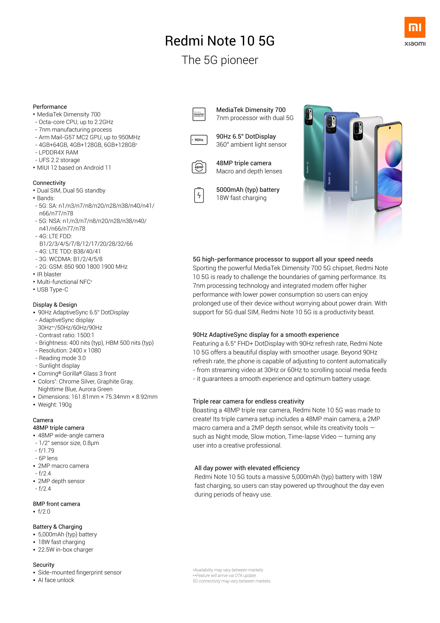 redmi note 10 5g pro specs