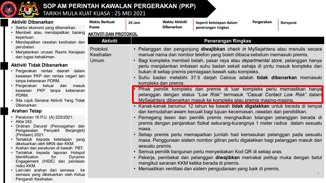 How to check casual contact location mysejahtera