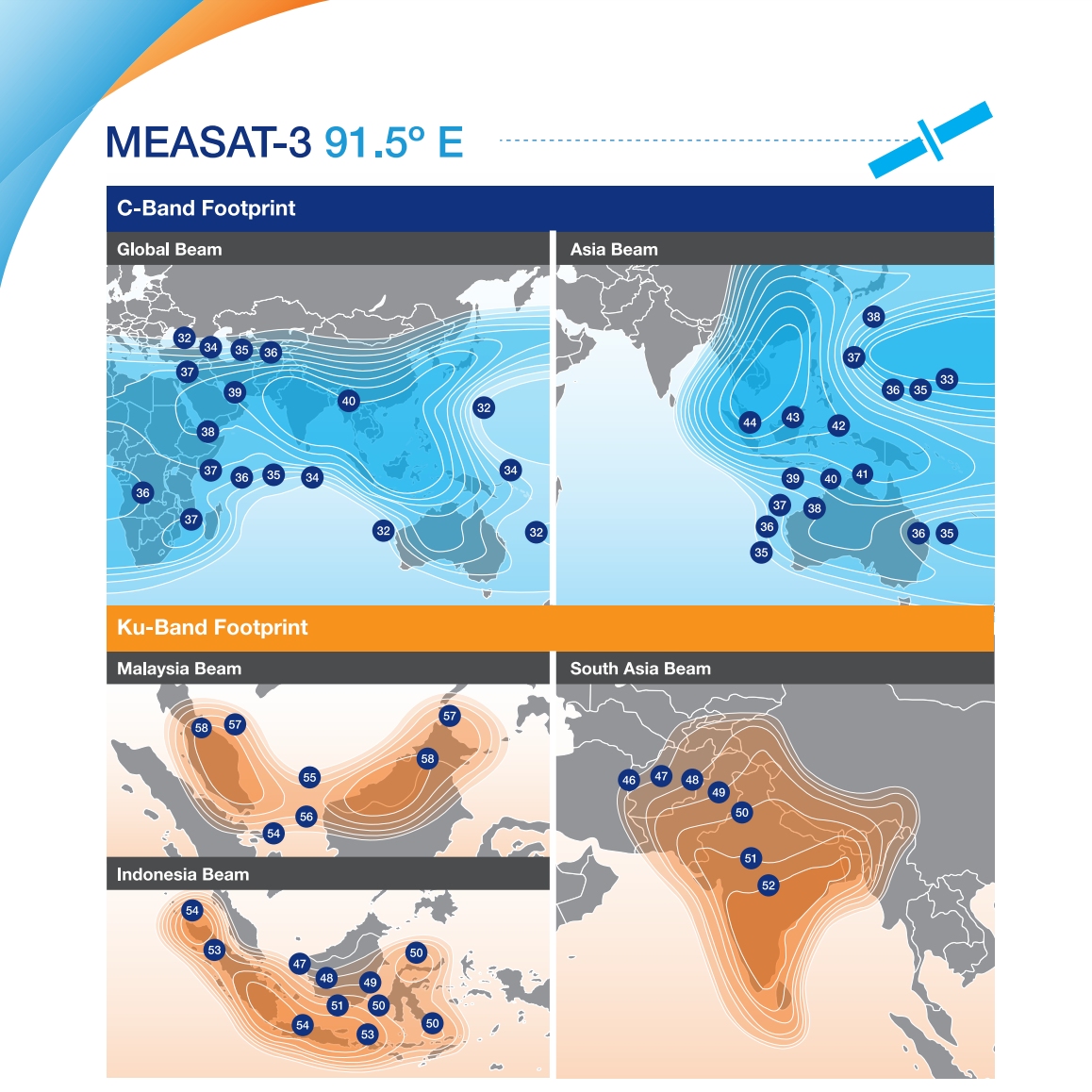 MEASAT-3 map