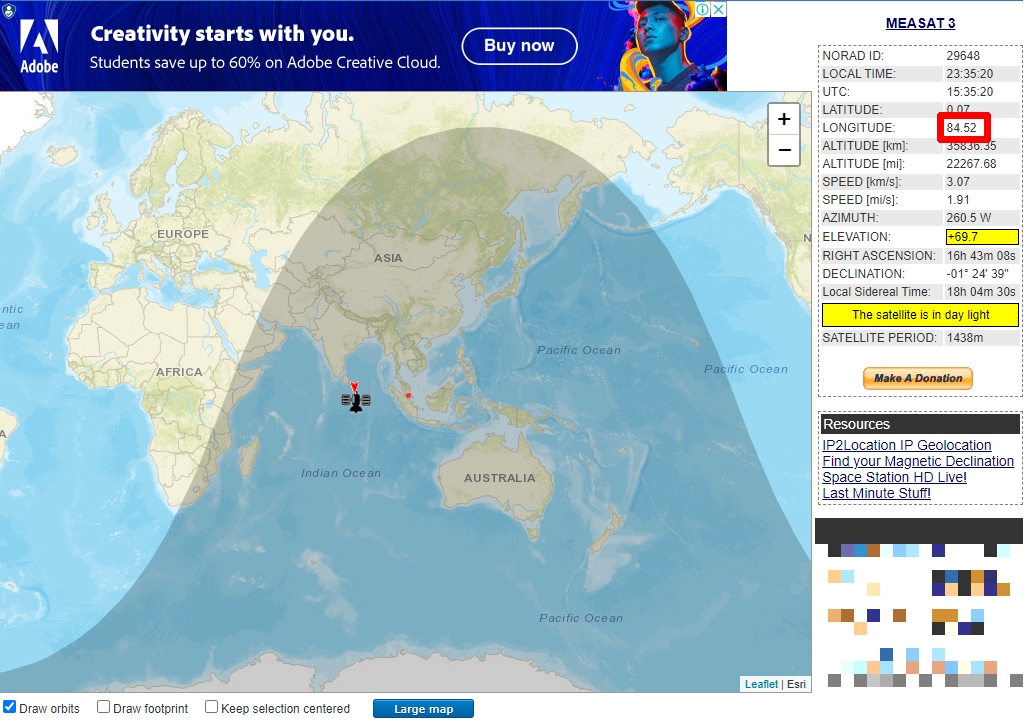 MEASAT-3 live tracking