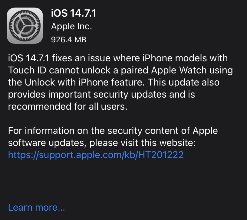 Apple watch 7.1 discount update